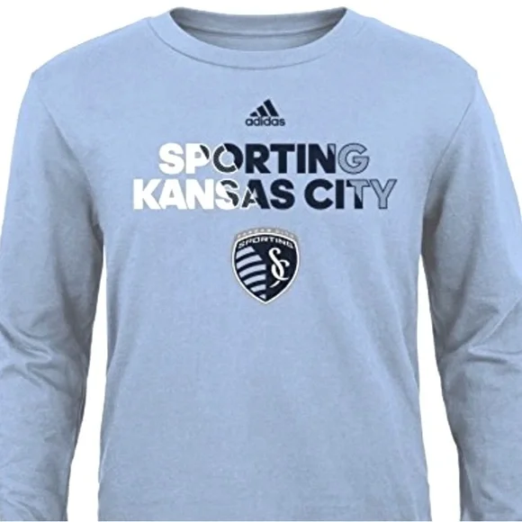 NWT [Adidas] Sporting Kansas City MLS Light Blue Long Sleeve Shirt Youth L (7) - Picture 2 of 9